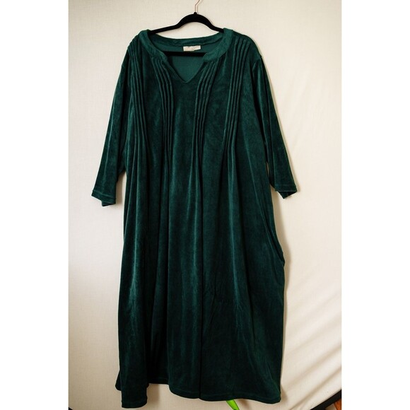 Woman Within 4x green velour house coat robe pullover - Picture 1 of 7